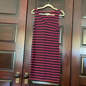 Navy and red striped banana republic dress